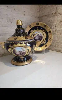 طلاکوب های سرمه ای وچک اگرمن آنتیک