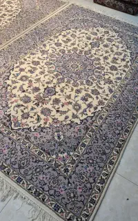 یک جفت فرش ۶ متری دستباف گل ابریشم اردکان