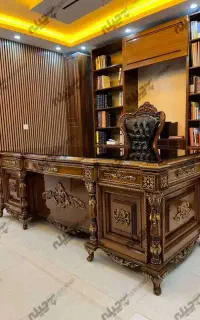 میز مدیریت کلاسیک مبلمان اداری شاهنشاهی صندلی چوبی