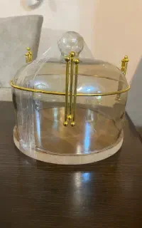 کاپ کیک چوبی پایه دار با درب شیشه ای
