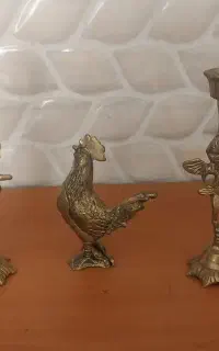 شمعدان برنج و خروس برنجی
