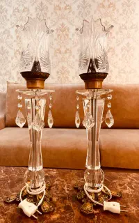 شمعدان پایه برنز حباب کریستال خورشیدی