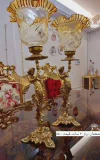 اسب برنز شمعدان شکلات خوری کریستال اباژور گل