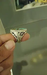 انگشتر نقره سنگین شجر و فیروزه