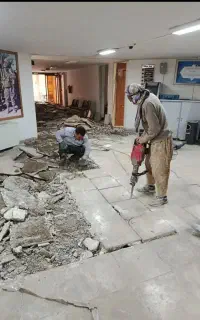 تخریب کاری ساختمان کف آشپزخانه دیوار سرویس ها