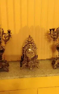 ست شمعدان و ساعت سلطنتی برنج برنز