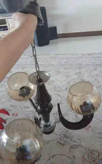 لوستر ۳شاخه چوبی درحد نو