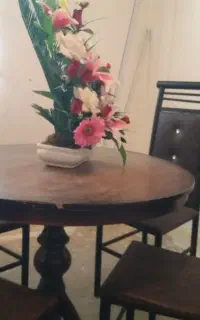 میز چوبی وصندل داخل چرم