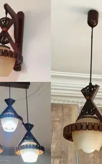 ست لوستر چوبی(سه و تک شاخه آویز،تک شاخه دیواری)