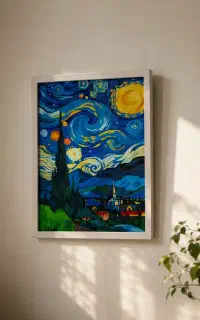 تابلو نقاشی شب پر ستاره ونگوگ