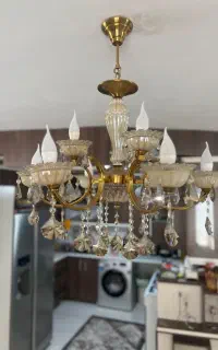 لوستر ۱۰ شعله کریستالی بسیار تمیز مدرن کلاسیک ۲عدد