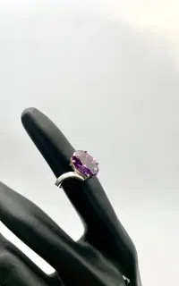 انگشتر جناقی نقره دست ساز با سنگ آمیتیست