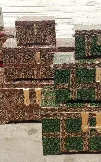 صندوقچه سنتی چوبی با روکش ورق فلزی