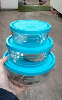 ظرف دربدار شیشه ای سه عددی