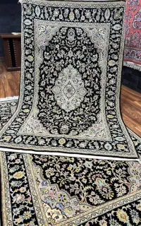 جفت قالیچه کاشان گل ابریشم