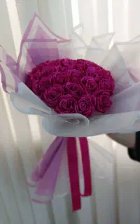دسته گل 25شاخه سرخابی جذاب
