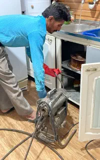 بازکردن لوله فاضلاب.بادستگاه