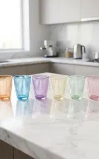 لیوان شیشه ای شش رنگ سوجان