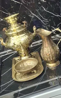 سماور زغالی برنج آبکاری رنگ ثابت شیک و تمیز