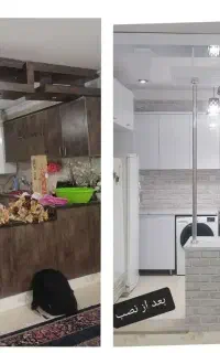 نصب برچسب‌کابینت درب‌چوبی بین‌کابینتی سینک‌و...