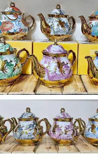 قوری طلایی طرح سنگی + وارداتی