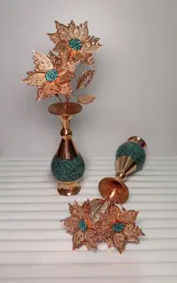 گلدان صراحی فیروزه کوبی روی مس