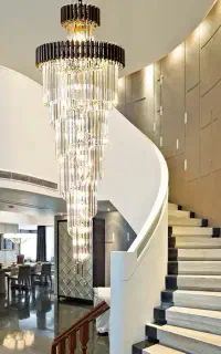لوستر کریستال روناک مشکی طلایی 240×80
