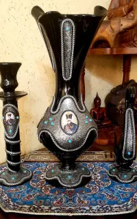 مجموعه گلدان ، شمعدان نوستالژی با طرح شاه عباسی
