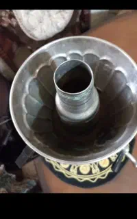 سماورنفتی برنجی روکش کروم4لیتری،1پایه نداره