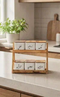 جا ادویه ۲ طبقه همراه ۶ عدد بانکه