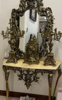 آیینه و شمعدان برنز