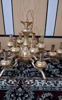 سه عدد لوستر کاملا برنجی بهمراه لامپ