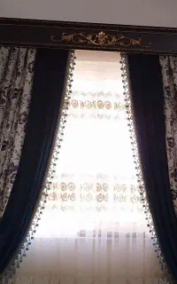 پرده حریر با کتیبه و شال