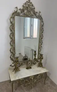 آیینه وشمعدان برنجی(برنز)..نو