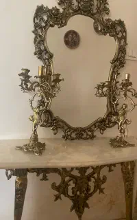 آینه و شمدان کنسول برنز