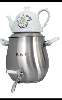 کتری سماوری شیر دار استیل ۶لیتری