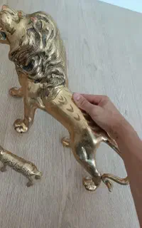 شیر و مجسمه برنجی خالص