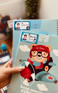 برچسب کتاب و مداد و برنامه هفتگی