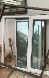 دو عدد (پنجره upvc سفید و آلومنیوم زیتونی)
