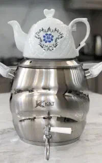 کتری قوری شیردار ۶ لیتری کف چدن استیل با گارانتی
