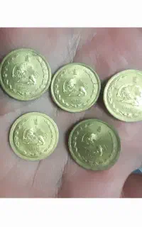 ۵ عدد سکه ی شیر و خورشید ۱۳۴۴ ۵۰ دیناری