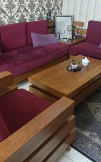 مبل راحتی ال  با میز وسط