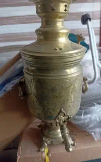 سماور زغالی برنجی سالم در حد