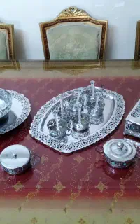 سرویس استیل نگین فیروزه ای عتیقه وآنتیک