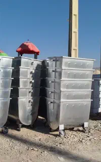 گاری سطل زباله کد۳ گالوانیزه مکانیزه مخزن سبدباکس