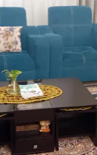 مبل راحتی ۷نفره آبی رنگ کاملا سالم