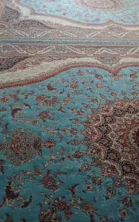 جفت فرش فیروزه  ای وکلمن سفتلی