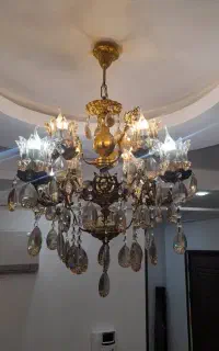 لوستر برنجی چهار شاخه هشت شعله ای