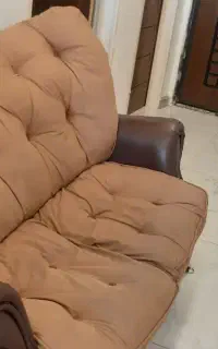 مبل ۷ نفره چرم وپارچه