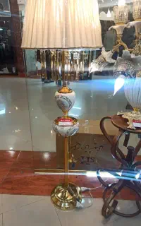 آباژور دو چینی سفید سرمه ای زرشکی